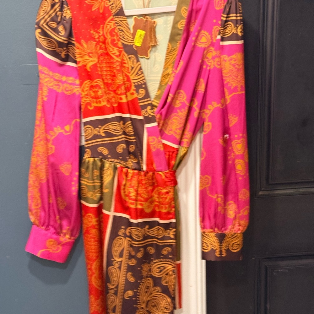 Chelsea & Violet Multicolor Paisley Long Sleeve Dress